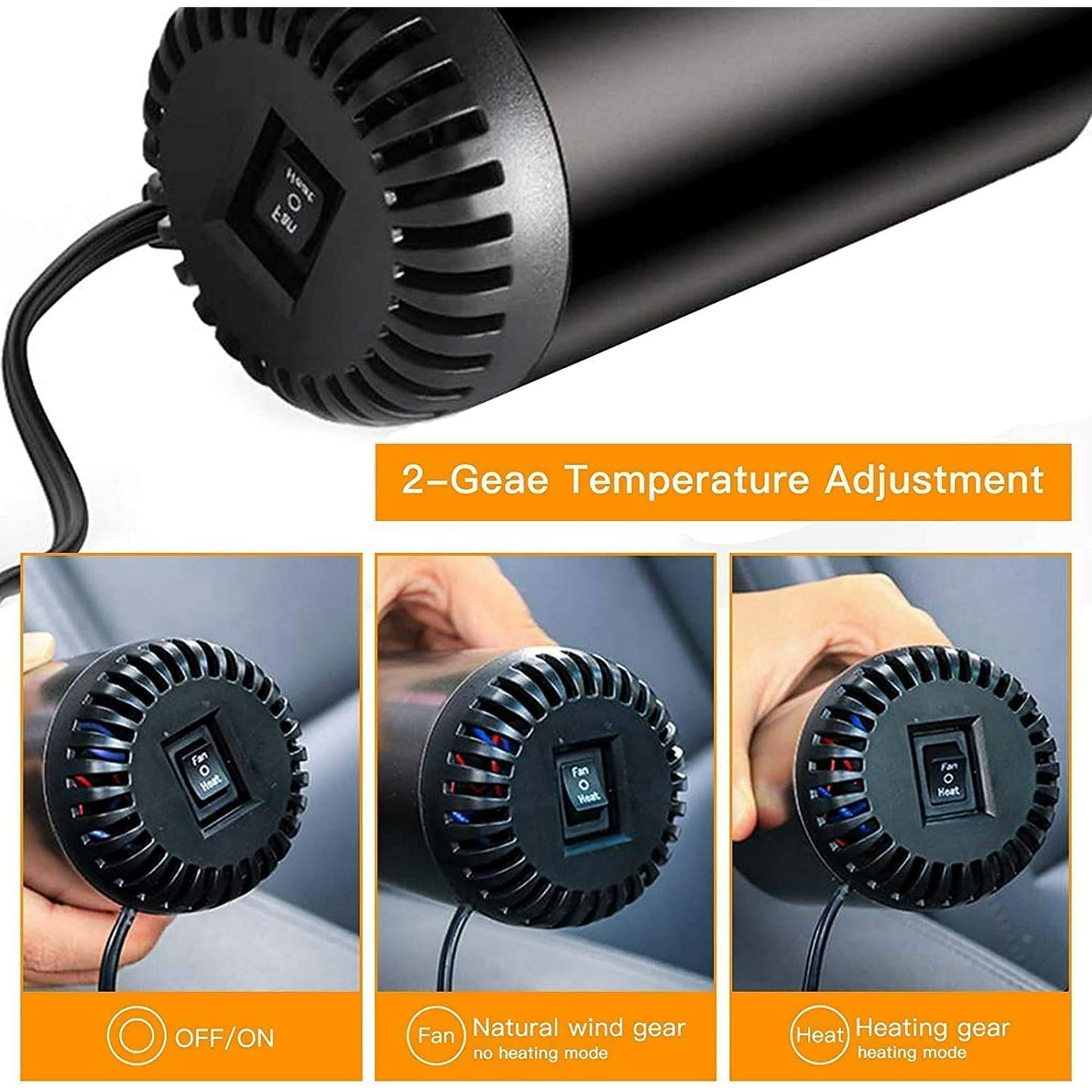 MUSICOZY 2 in1 Car Heater and Cooler 12V 150W Portable Windshield Defogger and Defroster Fast Car Heater Defroster Plug in Automobile Windscreen Fan with Suction Holder for All Cars Black