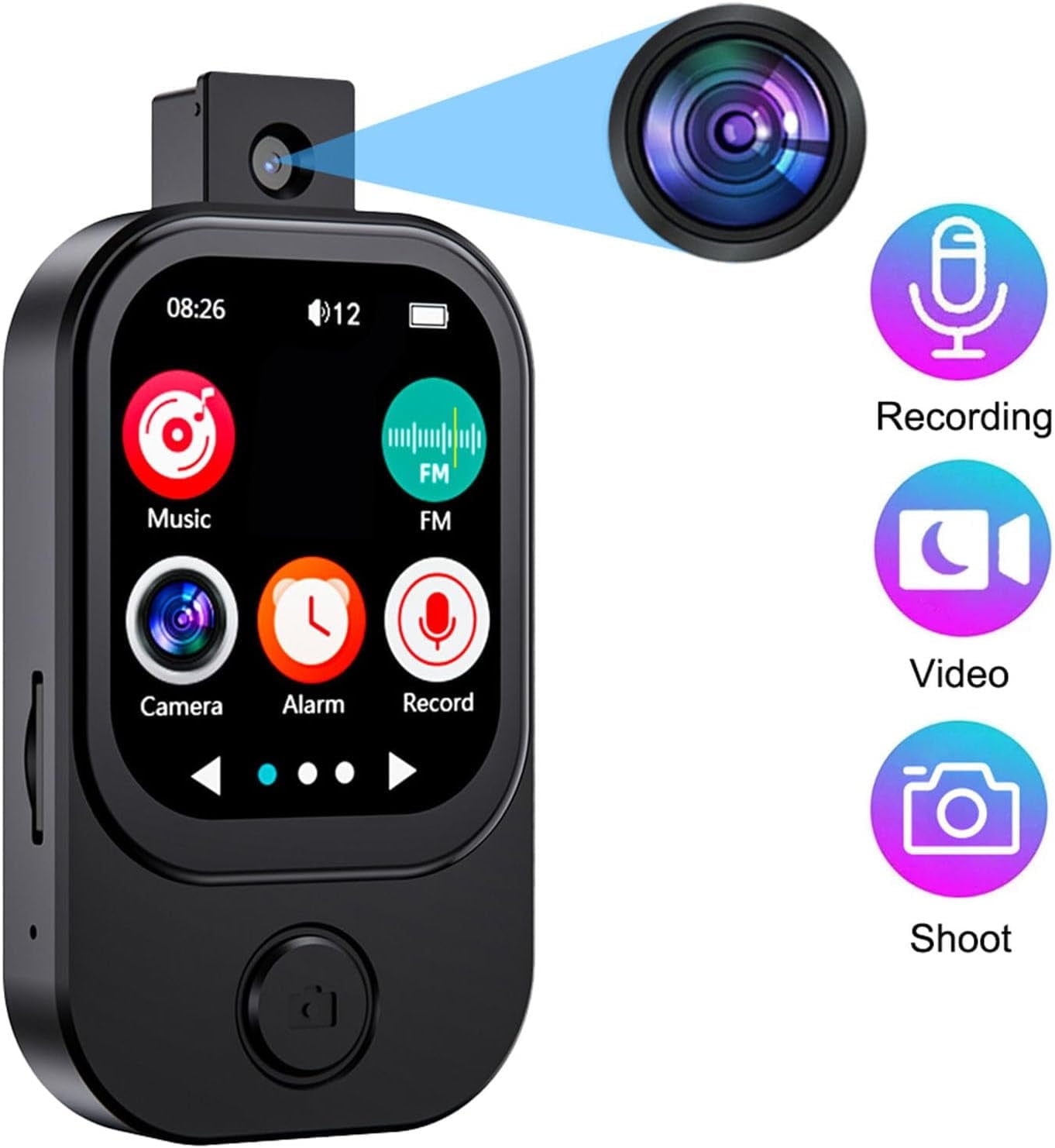 64GB Mini MP3 Player with Camera Bluetooth Mp3 Mp4 Music Player 2.0 IPS Touch Screen Android Player with Speaker FM Radio MP3 Player with E Book Alarm Clock Stopwatch Walkmen Player for Sports Travel