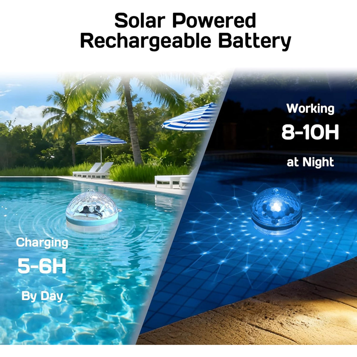 Solar Floating Pool Lights, IP65 Waterproof Outdoor LED Pool Lights with RGB Color Changing Lighting Pool Decor Lighting Accessories for Pond Pools Outdoor Garden Party Decoration (2 Pack)